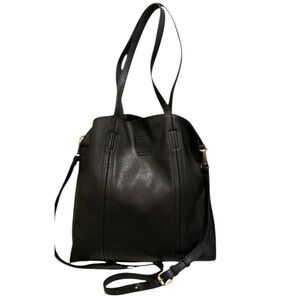 Elegant Black Leather Tote Bag